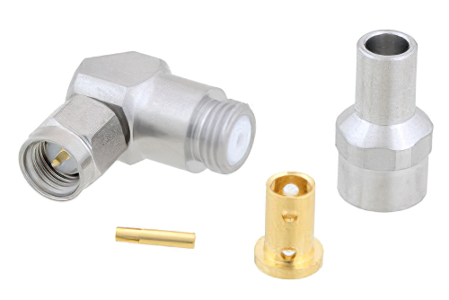 SMA Male Right Angle Connector Clamp/Solder Attachment for PE-P160LL