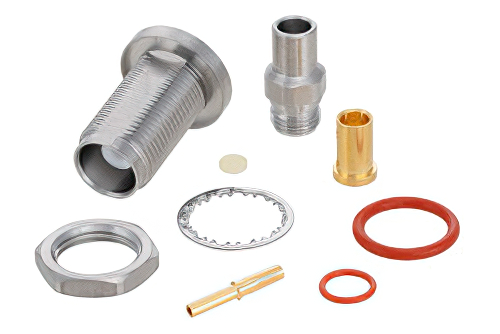 TNC Female Bulkhead Mount Connector Clamp/Solder Attachment for PE-P160LL
