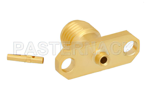 SMA Female Connector Solder Attachment 2 Hole Flange Mount for PE-047SR, PE-SR047AL, PE-SR047FL, .481 inch Hole Spacing