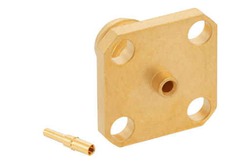 SMA Female Connector Solder Attachment 4 Hole Flange Mount for PE-047SR, PE-SR047AL, PE-SR047FL, .340 inch Hole Spacing