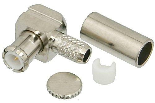 MCX Plug Right Angle Connector Crimp/Solder Attachment for RG174, RG316, RG188, LMR-100, PE-B100, PE-C100, 0.100 inch