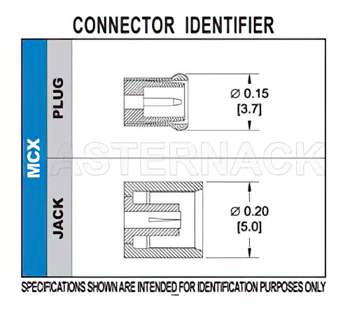 MCX Plug Right Angle Connector Crimp/Solder Attachment for RG174, RG316, RG188, LMR-100, PE-B100, PE-C100, 0.100 inch