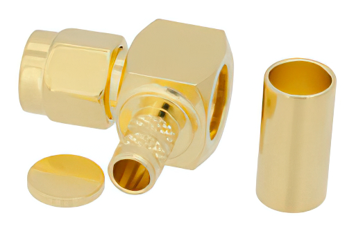 SMA Male Right Angle Connector Crimp/Solder Attachment for PE-C200, LMR-200