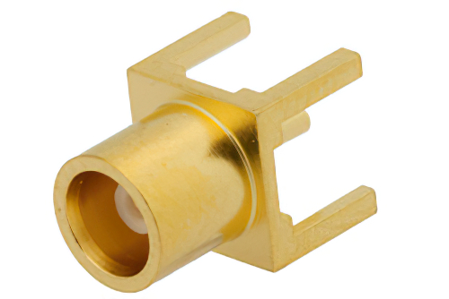 MCX Jack Connector Solder Attachment Thru Hole PCB, .200 inch x .052 inch Hole Spacing