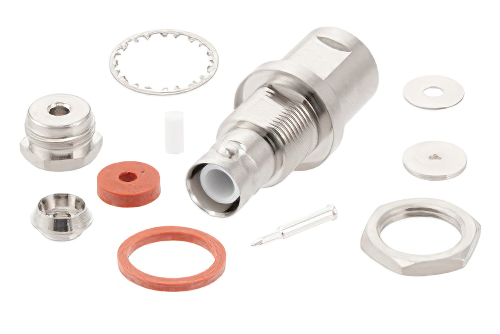 SHV Jack Bulkhead Mount Connector Clamp/Solder Attachment for RG174, RG316, RG188, .480 inch D Hole