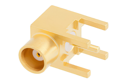 MCX Jack Right Angle Connector Solder Attachment Thru Hole PCB, .200 inch x .067 inch Hole Spacing