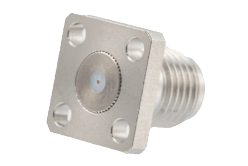 SMA Female Field Replaceable Connector 4 Hole Flange Mount 0.009 inch Pin, .250 inch Hole Spacing with Metal Contact Ring