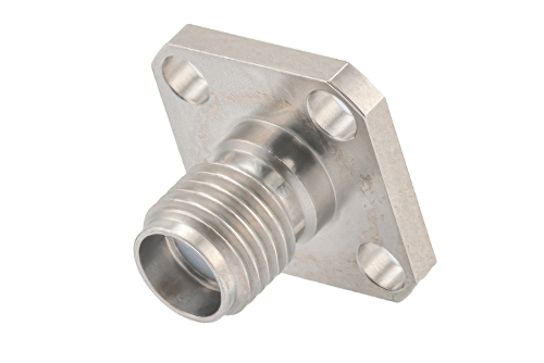 SMA Female Field Replaceable Connector 4 Hole Flange Mount 0.009 inch Pin, .340 inch Hole Spacing with Metal Contact Ring
