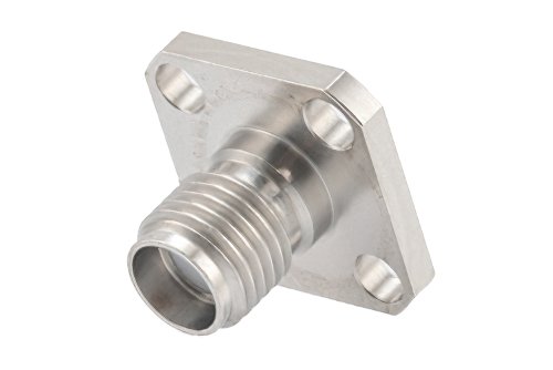 SMA Female Field Replaceable Connector 4 Hole Flange Mount 0.015 inch Pin, .340 inch Hole Spacing with Metal Contact Ring