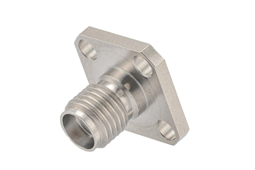 SMA Female Field Replaceable Connector 4 Hole Flange Mount 0.02 inch Pin, .340 inch Hole Spacing with Metal Contact Ring
