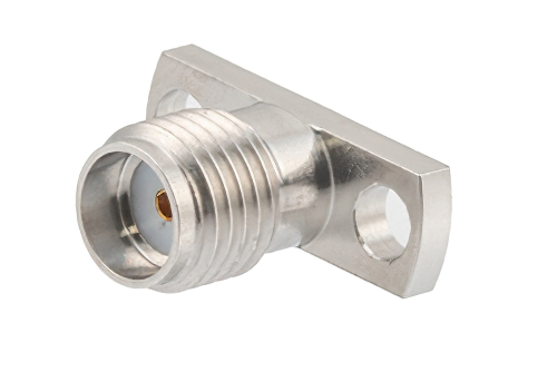 SMA Female Field Replaceable Connector 2 Hole Flange Mount 0.009 inch Pin, .400 inch Hole Spacing with Metal Contact Ring