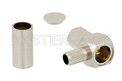 SMC Plug Right Angle Connector Crimp/Solder Attachment for RG58, RG303, RG141, PE-C195, PE-P195, LMR-195, 0.195 inch