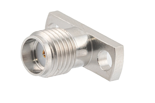 SMA Female Field Replaceable Connector 2 Hole Flange Mount 0.018 inch Pin, .400 inch Hole Spacing with Metal Contact Ring