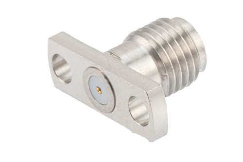 SMA Female Field Replaceable Connector 2 Hole Flange Mount 0.018 inch Pin, .400 inch Hole Spacing with Metal Contact Ring