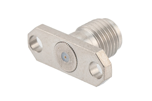 SMA Female Field Replaceable Connector 2 Hole Flange Mount 0.009 inch Pin, .481 inch Hole Spacing, with Metal Contact Ring