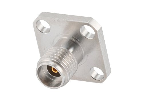 2.92mm Female Field Replaceable Connector 4 Hole Flange Mount 0.015 inch Pin, .340 inch Hole Spacing, with Metal Contact Ring