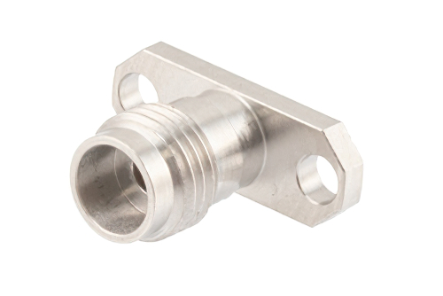 2.4mm Female Field Replaceable Connector 2 Hole Flange Mount 0.015 inch Pin, .481 inch Hole Spacing, with Metal Contact Ring