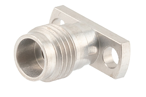 2.4mm Female Field Replaceable Connector 2 Hole Flange Mount 0.015 inch Pin, .355 inch Hole Spacing with Metal Contact Ring