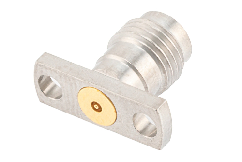 2.4mm Female Field Replaceable Connector 2 Hole Flange Mount 0.009 inch Pin, .400 inch Hole Spacing with Metal Contact Ring