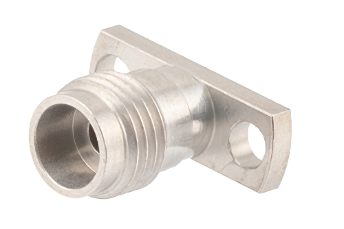 2.4mm Female Field Replaceable Connector 2 Hole Flange Mount 0.015 inch Pin, .400 inch Hole Spacing with Metal Contact Ring