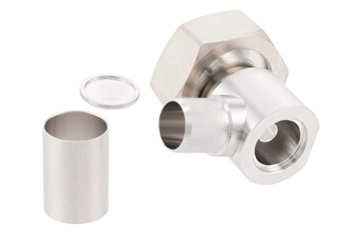 7/16 DIN Male Right Angle Connector Crimp/Solder Attachment for PE-C600, .600 inch, LMR-600, LMR-600-DB