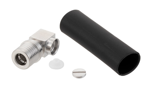 QMA Male Right Angle Low PIM Snap-On Connector Solder Attachment for PE-1/4SFHC, SPP-250-LLPL, SPO-250, SPF-250