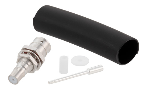 QMA Female Bulkhead Mount Low PIM Connector Solder Attachment for PE-1/4SFHC, SPP-250-LLPL, SPO-250, SPF-250