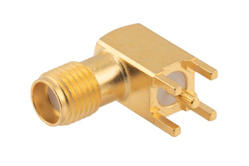 SMA Female Right Angle Thru Hole PCB 4 Solder Terminal RF Coaxial Connector 