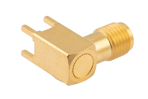 SMA Female Right Angle Connector Solder Attachment Thru Hole PCB