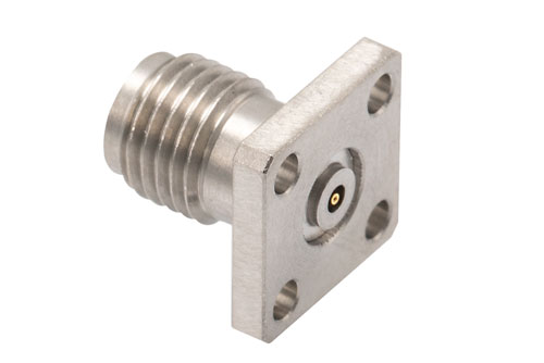 2.92mm Female Field Replaceable Connector 4 Hole Flange Mount with EMI gasket, accepts 0.23mm (.009inch) pin