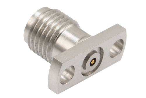 2.92mm Female Field Replaceable Connector 2 Hole Flange Mount with EMI gasket, accepts 0.23mm (.009inch) pin