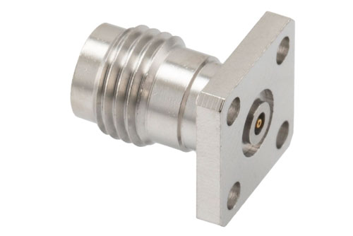 2.4mm Female Field Replaceable Connector 4 Hole Flange Mount with EMI gasket, accepts 0.38mm (.015inch) pin