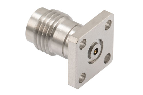 1.85mm Female Field Replaceable Connector 4 Hole Flange Mount with EMI gasket, accepts 0.23mm (.009inch) pin