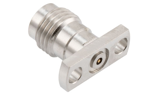 1.85mm Female Field Replaceable Connector 2 Hole Flange Mount with EMI gasket, accepts 0.23mm (.009inch) pin