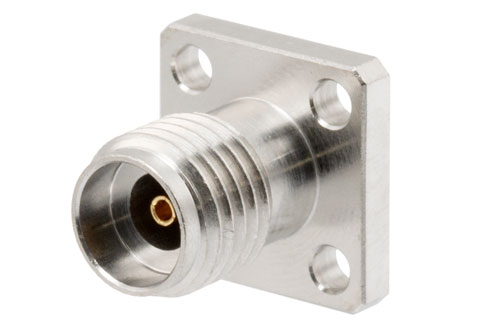 2.92mm Female Field Replaceable Connector 4 Hole Flange Mount with EMI gasket, accepts 0.51mm (.020inch) pin