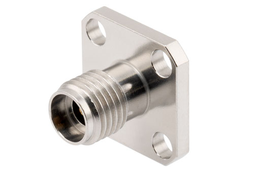 2.92mm Female Field Replaceable Connector 4 Hole Flange Mount with EMI gasket, accepts 0.3mm (.012inch) pin