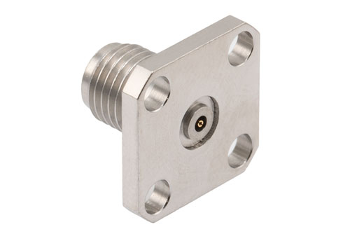2.92mm Female Field Replaceable Connector 4 Hole Flange Mount with EMI gasket, accepts 0.3mm (.012inch) pin