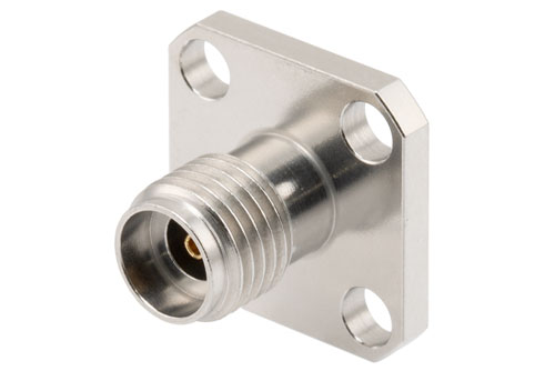 2.92mm Female Field Replaceable Connector 4 Hole Flange Mount with EMI gasket, accepts 0.51mm (.020inch) pin