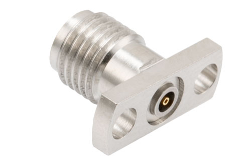 2.92mm Female Field Replaceable Connector 2 Hole Flange Mount with EMI gasket, accepts 0.51mm (.020inch) pin