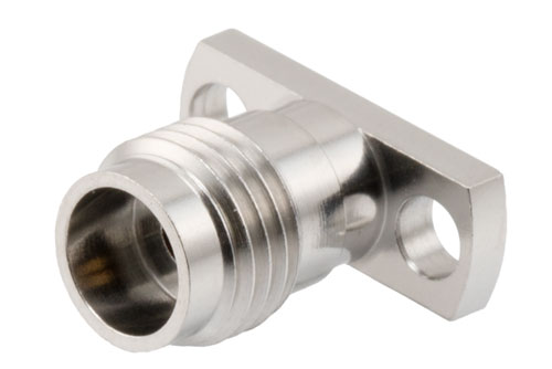 2.4mm Female Field Replaceable Connector 2 Hole Flange Mount with EMI gasket, accepts 0.3mm (.012inch) pin