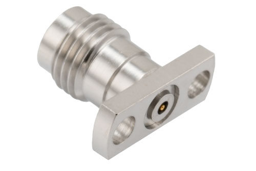 2.4mm Female Field Replaceable Connector 2 Hole Flange Mount with EMI gasket, accepts 0.3mm (.012inch) pin