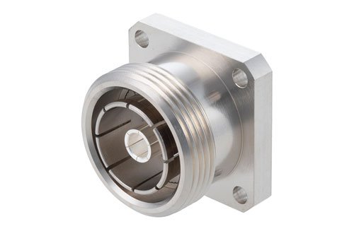 7/16 DIN Female Connector Solder Attachment 4 Hole Flange Mount Solder Cup Terminal, .975 inch Hole Spacing