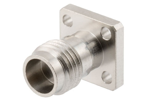 1.85mm Female Field Replaceable Connector 4 Hole Flange Mount with EMI gasket, accepts 0.3mm (.012inch) pin