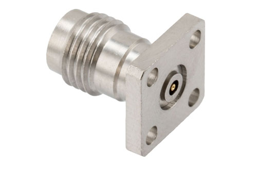 1.85mm Female Field Replaceable Connector 4 Hole Flange Mount with EMI gasket, accepts 0.3mm (.012inch) pin