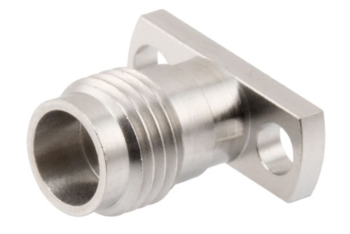 1.85mm Female Field Replaceable Connector 2 Hole Flange Mount with EMI gasket, accepts 0.3mm (.012inch) pin