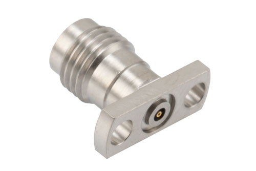 1.85mm Female Field Replaceable Connector 2 Hole Flange Mount with EMI gasket, accepts 0.3mm (.012inch) pin