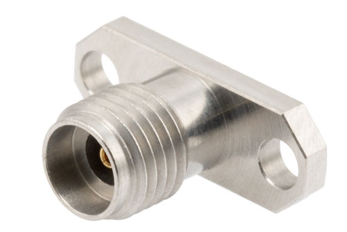 2.92mm Female Field Replaceable Connector 2 Hole Flange Mount with EMI gasket, accepts 0.3mm (.012inch) pin