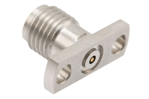 2.92mm Female Field Replaceable Connector 2 Hole Flange Mount with EMI gasket, accepts 0.23mm (.009inch) pin