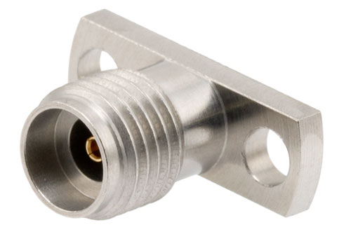 2.92mm Female Field Replaceable Connector 2 Hole Flange Mount with EMI gasket, accepts 0.3mm (.012inch) pin