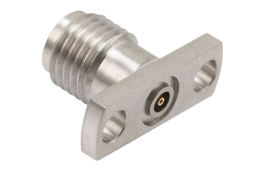 2.92mm Female Field Replaceable Connector 2 Hole Flange Mount with EMI gasket, accepts 0.23mm (.009inch) pin